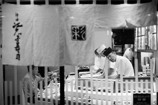 A sushi chef busy at work, Ikebukuro, Tokyo.