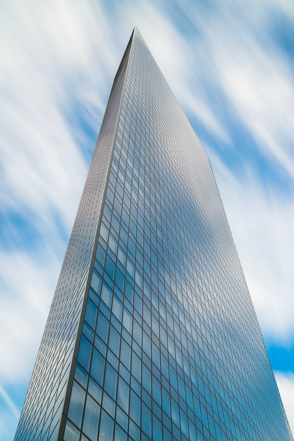 A long exposure of the Dentsu Building.