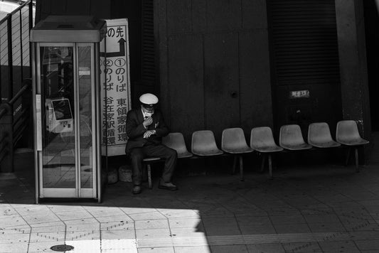 Waiting for the bus at Kawaguchi station