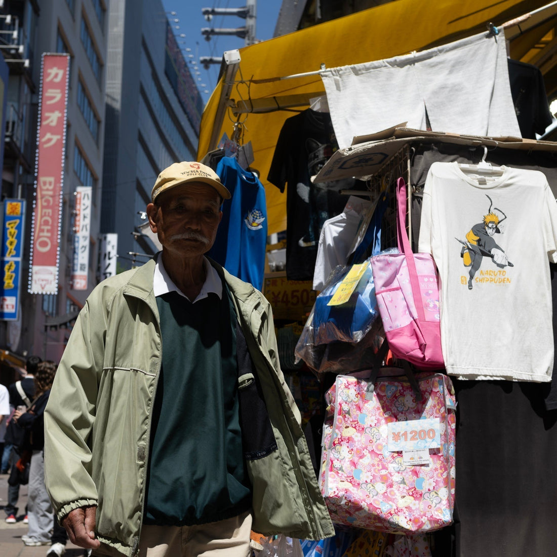 A man shops in Ueno market