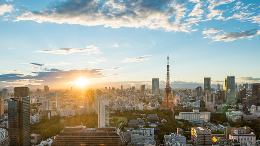 Tokyo cityscape at sunset,